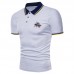 Mens New Casual Fashion Embroidery Wild Lapel Short Sleeved T-Shirts