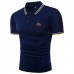 Mens New Casual Fashion Embroidery Wild Lapel Short Sleeved T-Shirts