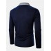 Mens Two Tone Lapel Casual Long Sleeve Golf Shirts With Pocket