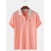 Mens Cotton Fruit Embroidered Loose Light Lapel Collar Golf Shirts