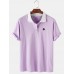 Mens Cotton Fruit Embroidered Loose Light Lapel Collar Golf Shirts