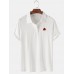Mens Cotton Fruit Embroidered Loose Light Lapel Collar Golf Shirts