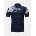 Mens Abstract Print Fold Down Collar Short Sleeve Casual Golf Shirts