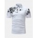 Mens Abstract Print Fold Down Collar Short Sleeve Casual Golf Shirts