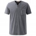 Summer Casual V Neck Comfort Cotton T-shirt Mens Fashion Chest Pocket Tops Tees