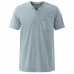 Summer Casual V Neck Comfort Cotton T-shirt Mens Fashion Chest Pocket Tops Tees