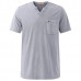 Summer Casual V Neck Comfort Cotton T-shirt Mens Fashion Chest Pocket Tops Tees