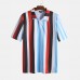 Mens Summer Colorful Striped Short Sleeve Casual Golf Shirts