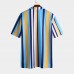 Mens Summer Colorful Striped Short Sleeve Casual Golf Shirts