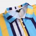Mens Summer Colorful Striped Short Sleeve Casual Golf Shirts