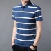 Summer Mens Short-sleeved T-shirts Youth Striped Loose Golf Shirts