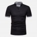 Mens Casual Stand Collar V-Neck Slim Golf Shirts
