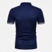 Mens Casual Stand Collar V-Neck Slim Golf Shirts