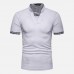 Mens Casual Stand Collar V-Neck Slim Golf Shirts