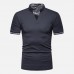 Mens Casual Stand Collar V-Neck Slim Golf Shirts