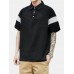 Mens Color Block Cotton Half Open Button Short Sleeve Casual Golf Shirts