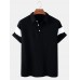 Mens Color Block Cotton Half Open Button Short Sleeve Casual Golf Shirts