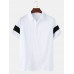 Mens Color Block Cotton Half Open Button Short Sleeve Casual Golf Shirts