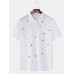 100% Cotton Mens Simple Cartoon Embroidery Short Sleeve White Casual Golf Shirts
