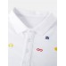 100% Cotton Mens Simple Cartoon Embroidery Short Sleeve White Casual Golf Shirts