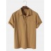 Mens 100% Cotton Basic Solid Color Lapel Short Sleeve Golf Shirt