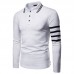 Mens Fashion Turn Down Collar Buttons Long Sleeve T-shirts