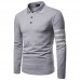 Mens Fashion Turn Down Collar Buttons Long Sleeve T-shirts