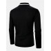 Mens Contrast Color Two Tone Patchwork Lapel Long Sleeve Golf Shirts