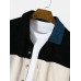 Mens Splicing Corduroy Color Block Button Casual Shirt