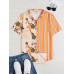 Men Tropical Plants Colorful Stripe Mixed Print Short Sleeve Casual Holiday Shirts