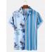 Men Tropical Plants Colorful Stripe Mixed Print Short Sleeve Casual Holiday Shirts
