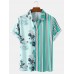 Men Tropical Plants Colorful Stripe Mixed Print Short Sleeve Casual Holiday Shirts