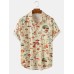 Mens Cartoon Container Print Turn Down Collar Short Sleeve Shirts