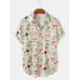 Mens Cartoon Container Print Turn Down Collar Short Sleeve Shirts