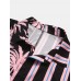 Men Coconut Tree Colorful Stripe Mixed Print Short Sleeve Casual Holiday Shirts