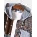 Men Corduroy Ethnic Spliced Chest Pocket Drawstring Casual Hooded Shirts