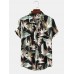 Men Cotton Floral Print Turn Down Collar Hawaii Holiady Short Sleeve Shirts