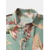 Men Cotton Floral Print Turn Down Collar Hawaii Holiady Short Sleeve Shirts