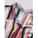 Mens Stripe Printing Graffiti Chest Pocket Short Sleeve Summer Shirts