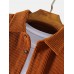 Mens Corduroy Chest Pocket Long Sleeve Comfy Casual Shirts
