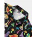 Mens Cartoon Colorful Mushroom Print Lapel Short Sleeve Shirt