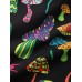 Mens Cartoon Colorful Mushroom Print Lapel Short Sleeve Shirt