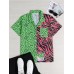 Mens New Fashion Trendy Patchwork Animal Skin Print Short Sleeved Shirts