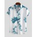 Men Porcelain Floral Print Short Sleeve Relaxed Shirts