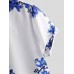 Men Porcelain Floral Print Short Sleeve Relaxed Shirts