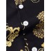 Mens Ethnic Style Dragon Print Button Up Short Sleeve Cotton Casual Shirts