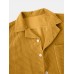 Mens Thin Corduroy Mustard Set Patch Pocket Breathable Short Sleeve Shirt & Shorts