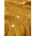 Mens Thin Corduroy Mustard Set Patch Pocket Breathable Short Sleeve Shirt & Shorts
