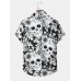 Mens Head Halloween Floral Short Sleeve Shirt