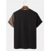 Mens Color Block Patchwork Crew Neck T-Shirts